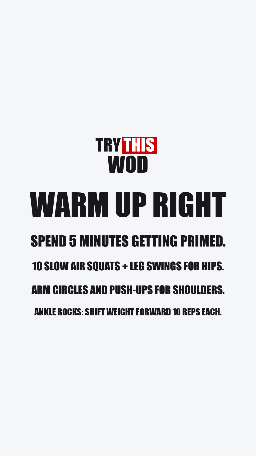 Start every workout injury-free with proper warm up.
