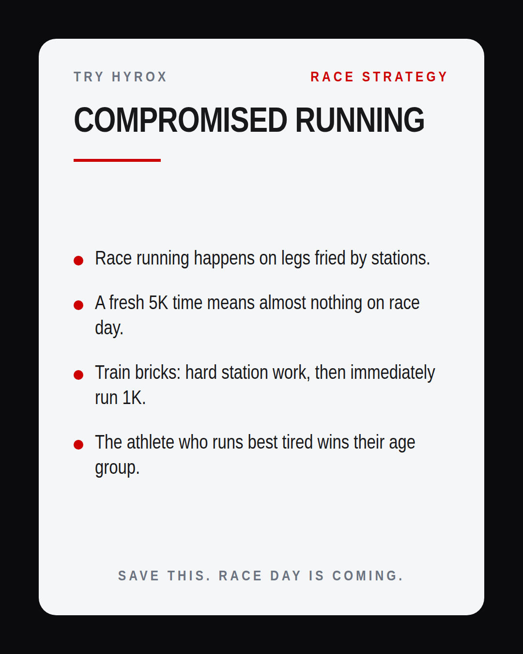 Run fast on tired legs for real results.