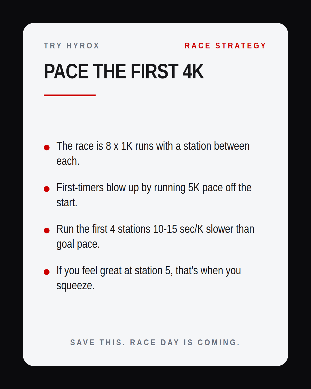 Executing the correct pace early prevents a disastrous finish.