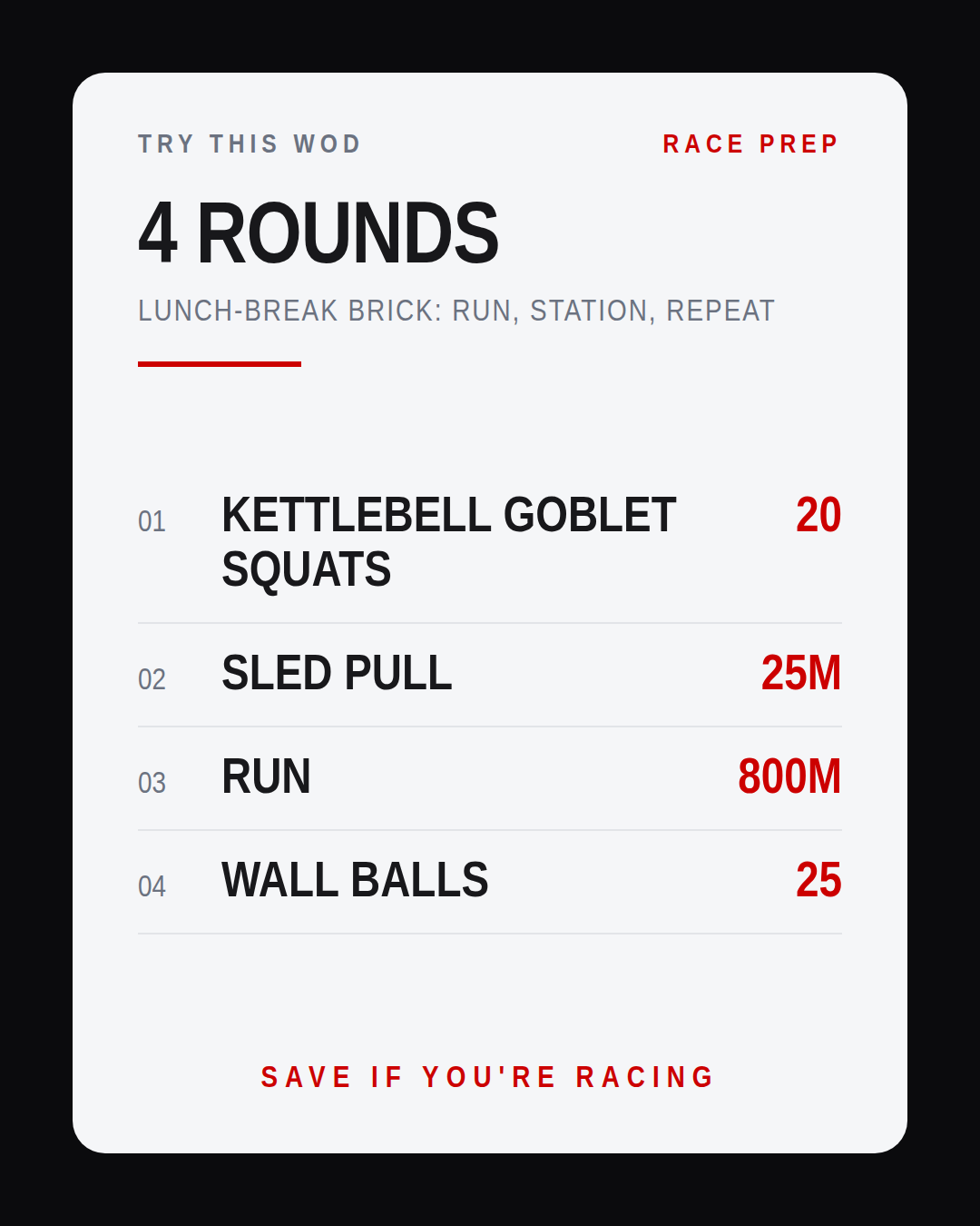 LUNCH-BREAK BRICK: RUN, STATION, REPEAT