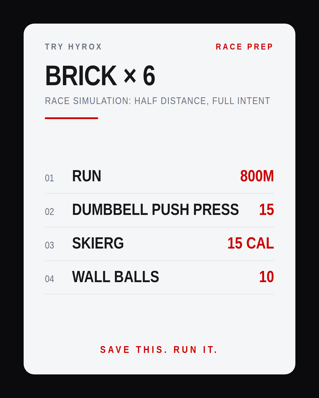 RACE SIMULATION: HALF DISTANCE, FULL INTENT